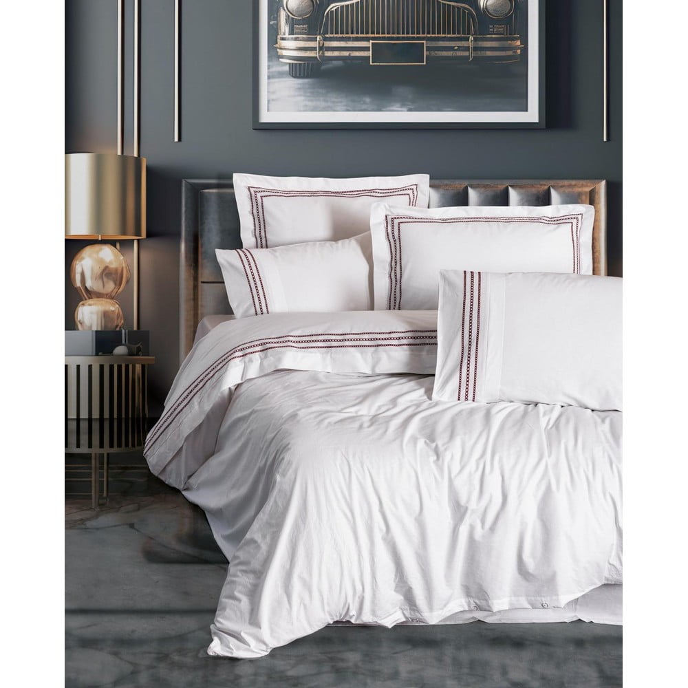 Set copripiumino e federa bianco in cotone renforcé per letto matrimoniale ed esteso 240x220 cm Red Heritage Lines – Mila Home Luxury | Biancheria da letto