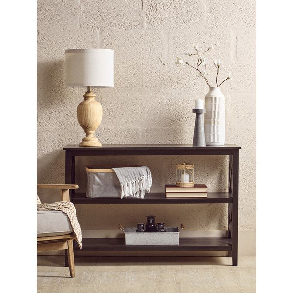 Scaffale nero in pino massiccio 120x81x40 cm Heritage – Premier Housewares-image-1