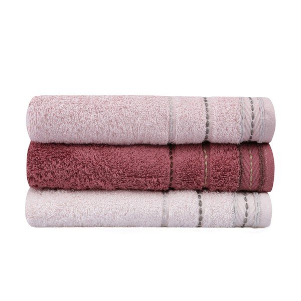 Set di 3 asciugamani rosa, 90 x 50 cm - Unknown-image-2