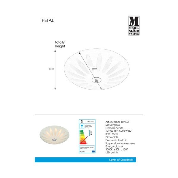 Plafoniera LED bianca Petal, ø 35 cm - Markslöjd-image-1