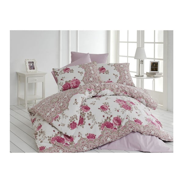Biancheria da letto rosa in cotone per letto matrimoniale con lenzuolo Arnia, 200 x 220 cm - Mijolnir