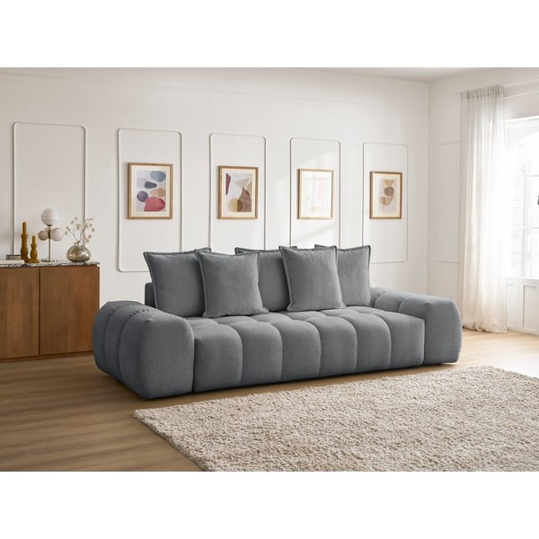 Divano grigio scuro allungabile e con contenitore rivestito in ciniglia 278 cm Everest – Bobochic Paris-image-1