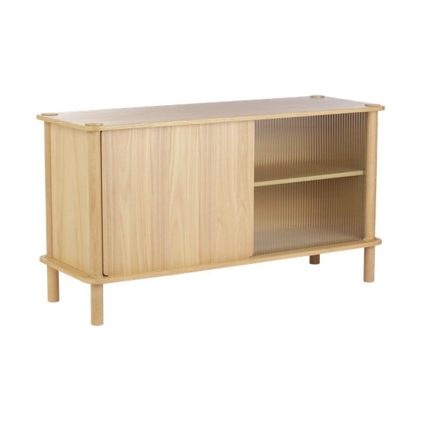 Vetrina di colore naturale in rovere massiccio con ante scorrevoli 135x73,5x48 cm Italic – UMAGE-image-4