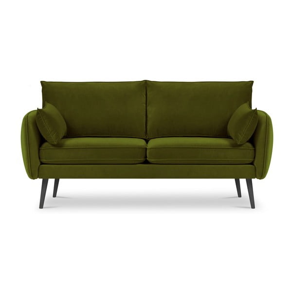 Divano in velluto verde con gambe nere , 158 cm Lento - Kooko Home