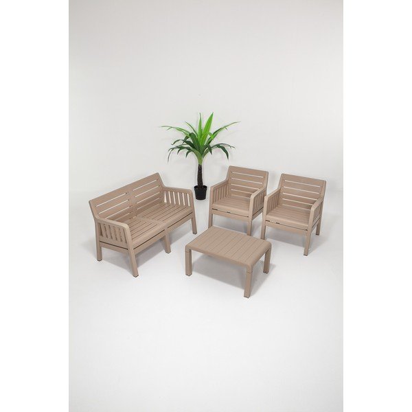 Set da giardino beige per 4 persone Lara - Floriane Garden-image-1