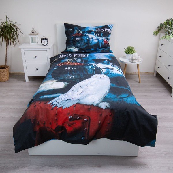 Set copripiumino e federa da bambini in cotone per letto singolo 140x200 cm Harry Potter "Hogwarts Express" – Jerry Fabrics-image-1