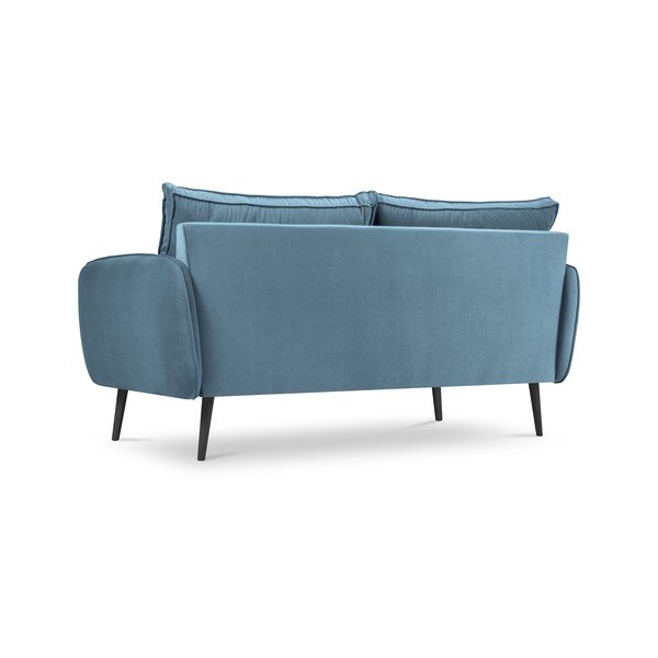 Divano in velluto azzurro con gambe nere, 158 cm Lento - Kooko Home-image-3