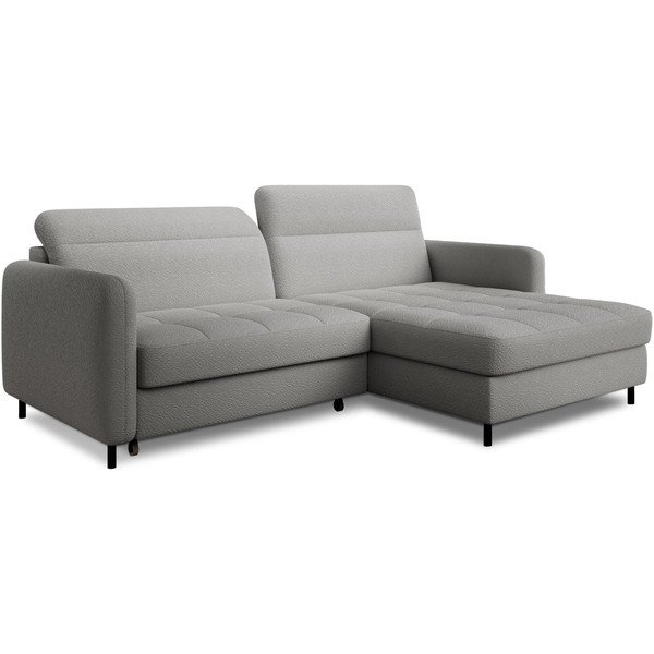 Divano angolare grigio allungabile/con contenitore (con penisola a destra/con chaise lounge) e rivestimento in bouclé Gomsi – ELTAP-image-2