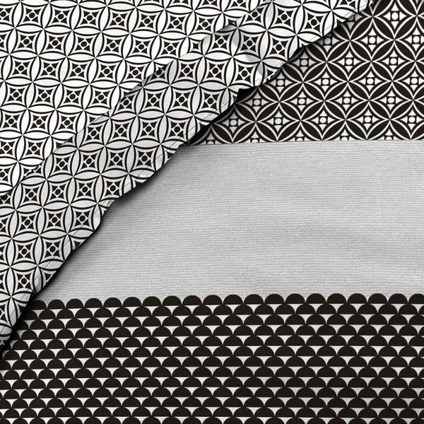 Set copripiumino e federa bianco e nero in cotone per letto matrimoniale ed esteso con lenzuolo incluso/6 pezzi 240x220 cm Meiko – douceur d'intérieur-image-2