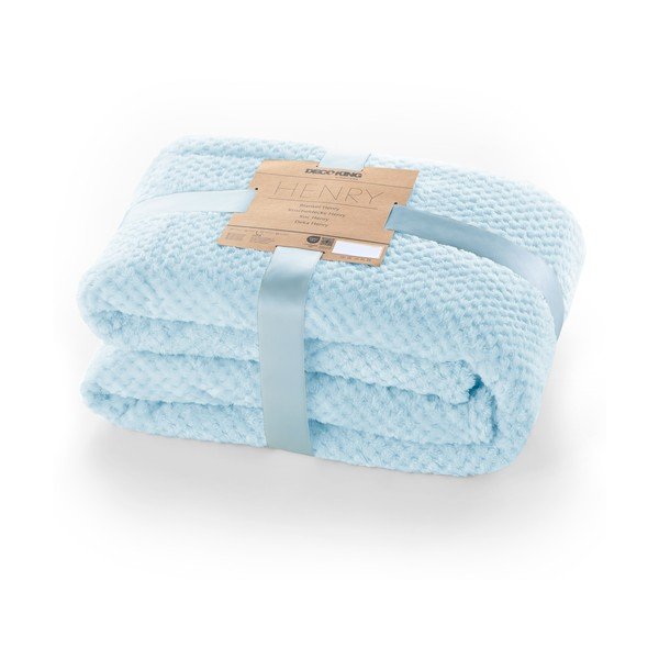 Coperta in microfibra azzurra, 70 x 150 cm Henry - DecoKing-image-3