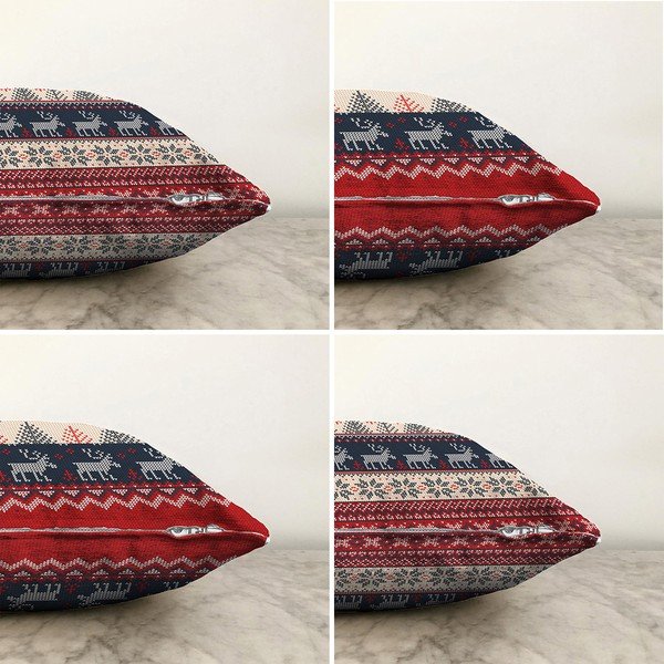 Set di 4 federe natalizie in ciniglia Blue Nordic, 55 x 55 cm - Minimalist Cushion Covers-image-1