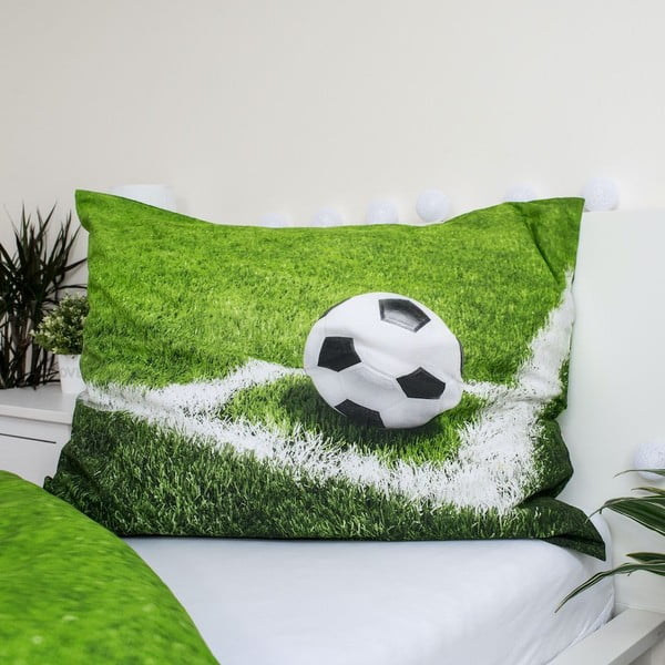 Set copripiumino e federa da bambini verde in cotone per letto singolo 140x200 cm Football – Jerry Fabrics-image-3