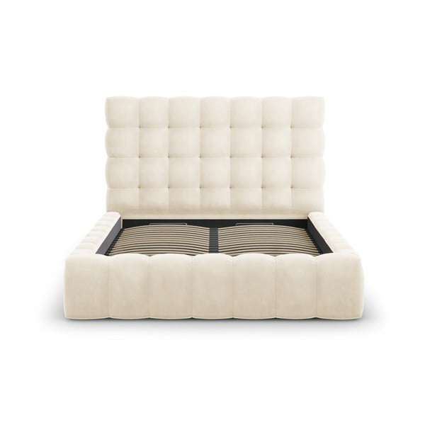 Letto matrimoniale imbottito beige con contenitore con griglia 160x200 cm Bali - Cosmopolitan Design-image-2