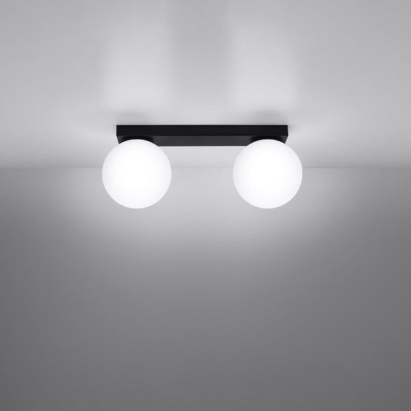 Lampada da soffitto nera con paralume in vetro ø 12 cm Umerta - Sollux-image-2