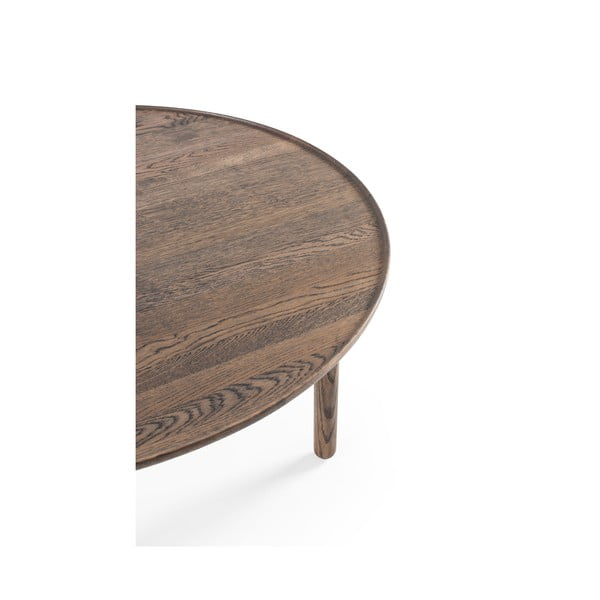 Tavolino da salotto rotondo marrone in rovere massiccio ø 100 cm Mu – Gazzda-image-2