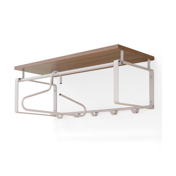 Attaccapanni da parete di colore naturale/grigio tortora in acciaio con scaffale 70 cm Rex – Spinder Design