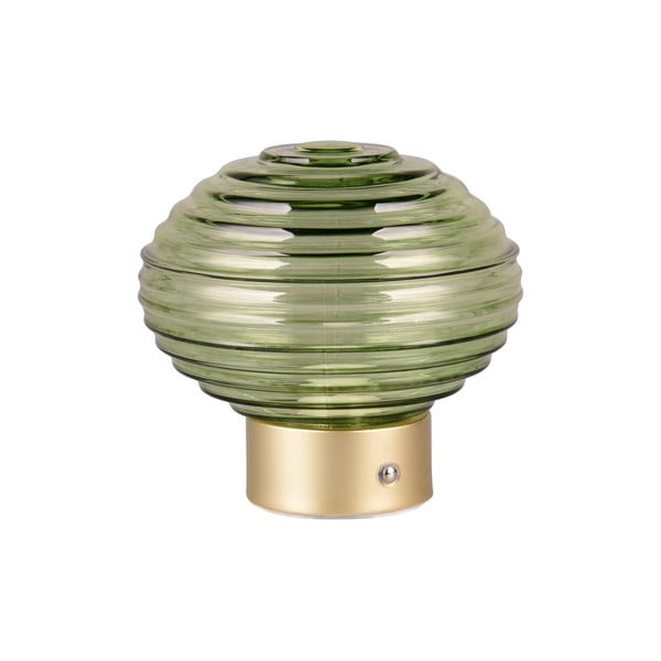 Lampada da tavolo LED dimmerabile in verde e oro con paralume in vetro (altezza 14,5 cm) Earl - Trio