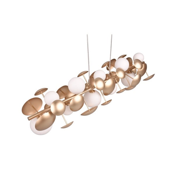 Lampada a sospensione con paralume in vetro bianco-dorato Bubble - Trio Select-image-4