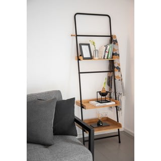 Scaffale nero in metallo con ripiani in bambù 56x180 cm Loft - Wenko