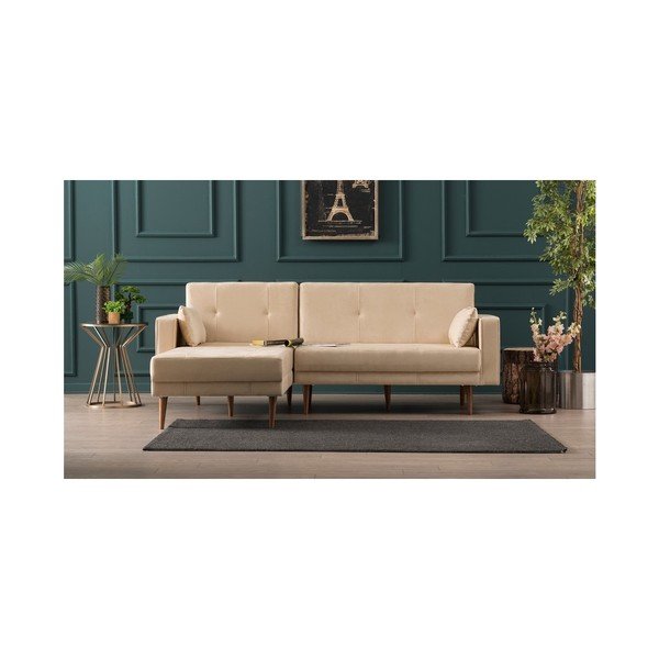 Divano letto crema Dublino, angolo sinistro - Balcab Home-image-1