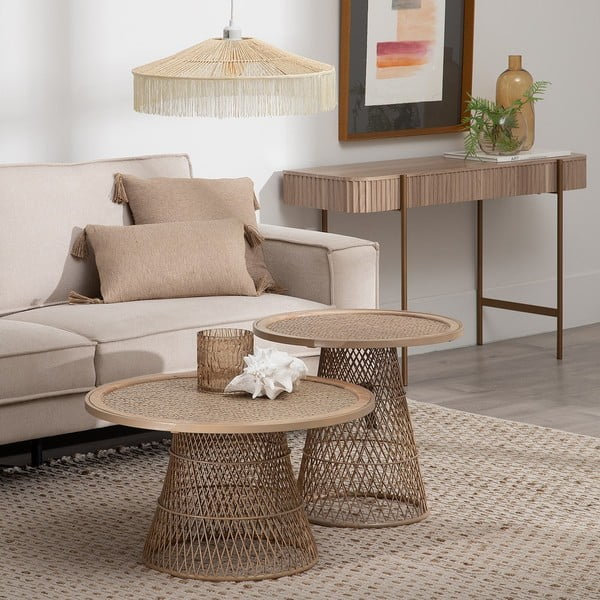 Tavolino rotondo in rattan ø 55 cm - Ixia-image-1