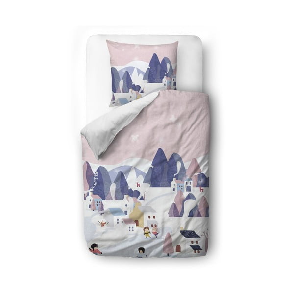 Biancheria da letto singola per bambini in cotone sateen 140x200 cm Pink Sky - Butter Kings