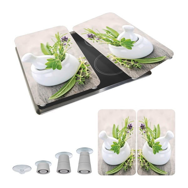 Set di 2 copri stufe in vetro Herbal, 52 x 30 cm Herb Garden - Wenko-image-3