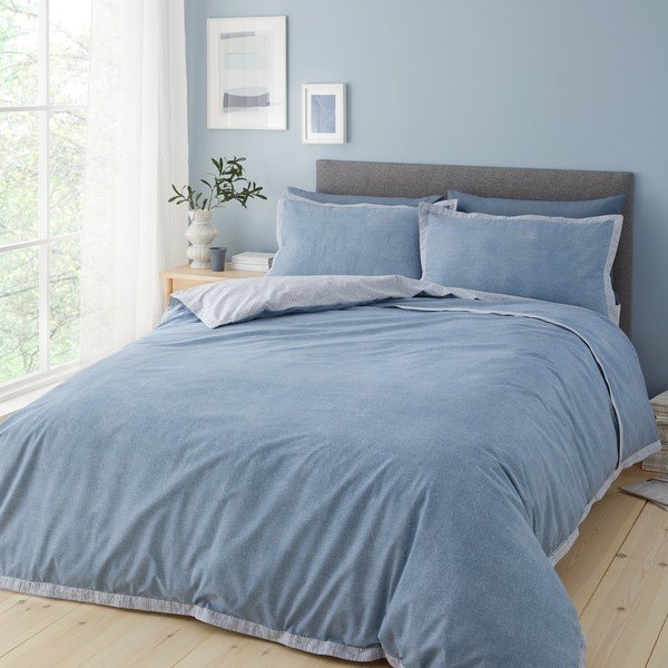 Biancheria blu per letto matrimoniale 200x200 cm Oslo - Catherine Lansfield-image-1