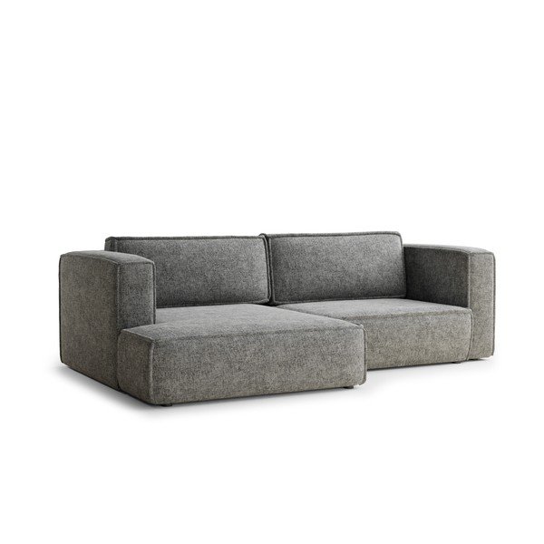 Divano angolare grigio allungabile/con contenitore (con penisola a sinistra/con chaise lounge) con rivestimento in ciniglia Velto – Maison de Rêve