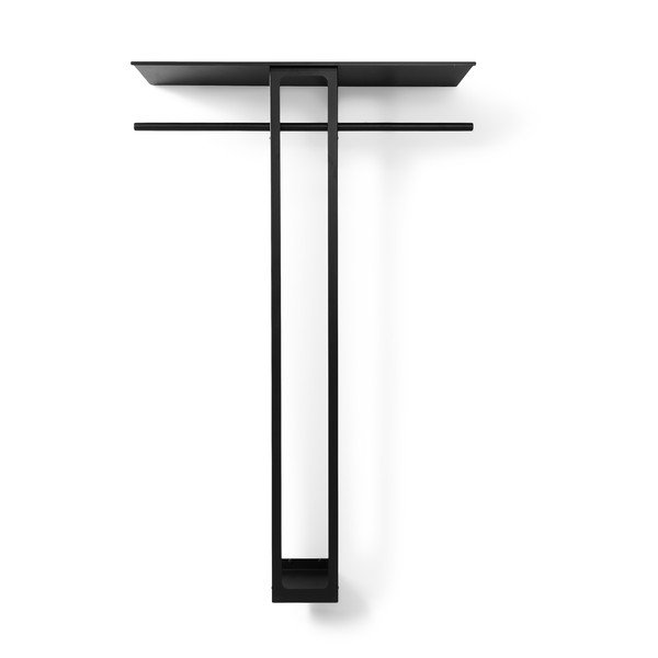 Attaccapanni da parete nero in acciaio con scaffale 100 cm Luno Large – Spinder Design-image-2