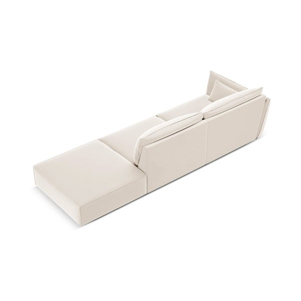 Divano beige con penisola a sinistra con rivestimento in velluto 264 cm Vanda – Mazzini Sofas-image-2