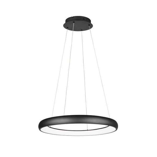 Lampadario nero opaco a LED dimmerabile con paralume in metallo ø 75 cm Cardona - Trio-image-1