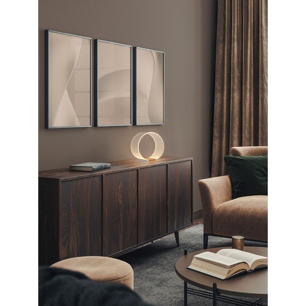 Lampada da tavolo LED dorata in alluminio con paralume in vetro acrilico con intensità regolabile (altezza totale 28 cm) Valentin – Nova Luce-image-1