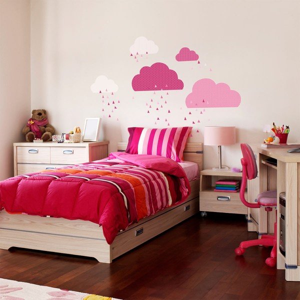 Adesivo murale rosa Nuvole scandinave - Ambiance-image-1