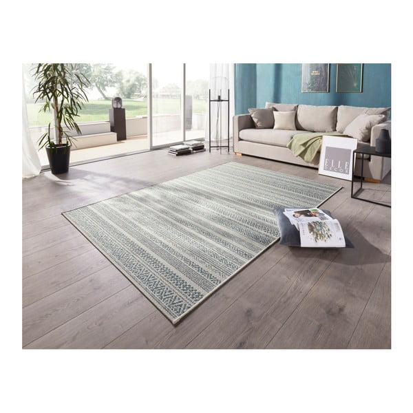 Světle krémovo-modrý koberec vhodný i na ven Elle Decoration Bloom Torcy, 80 x 150 cm-image-1