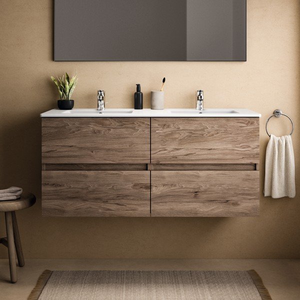 Mobile a sospensione per sottolavabo in noce naturale 120x55 cm Eurovit+ - Ideal Standard-image-1