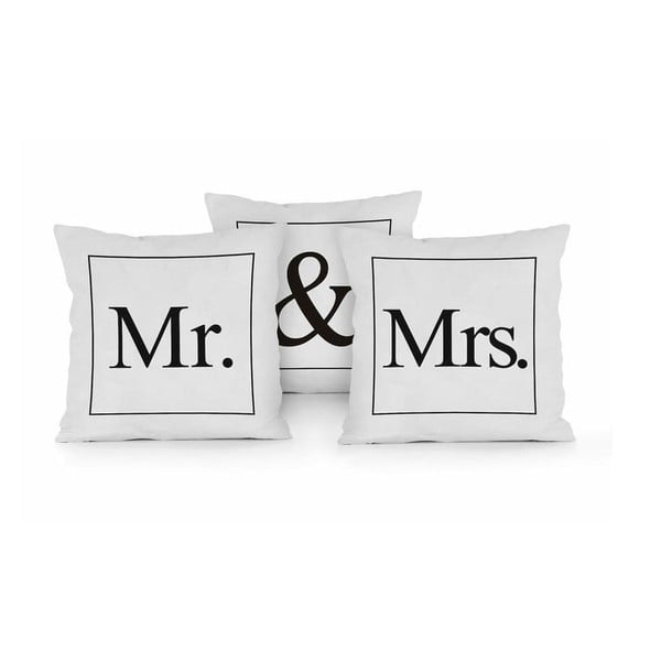 Set di 3 cuscini Mr & Mrs, 45 x 45 cm - Really Nice Things