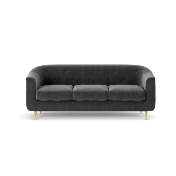 Divano in velluto grigio scuro Corde, 175 cm - Kooko Home