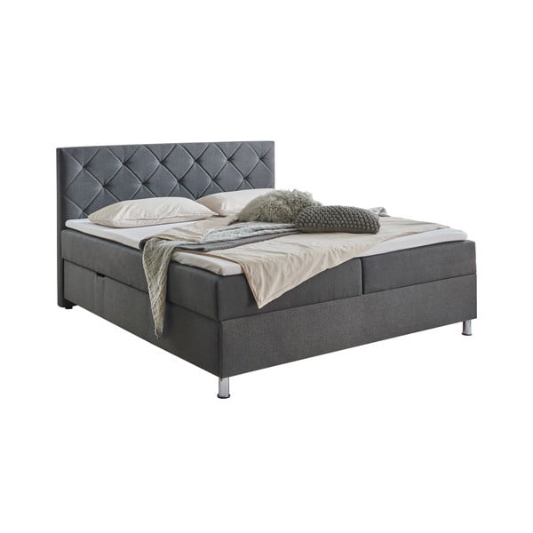 Letto boxspring grigio scuro con contenitore 180x200 cm Leo - Meise Möbel-image-3