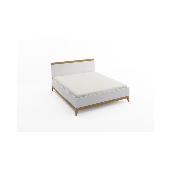 Letto matrimoniale con altezza 88 cm in legno di pino Livia, 160 x 200 cm - Skandica
