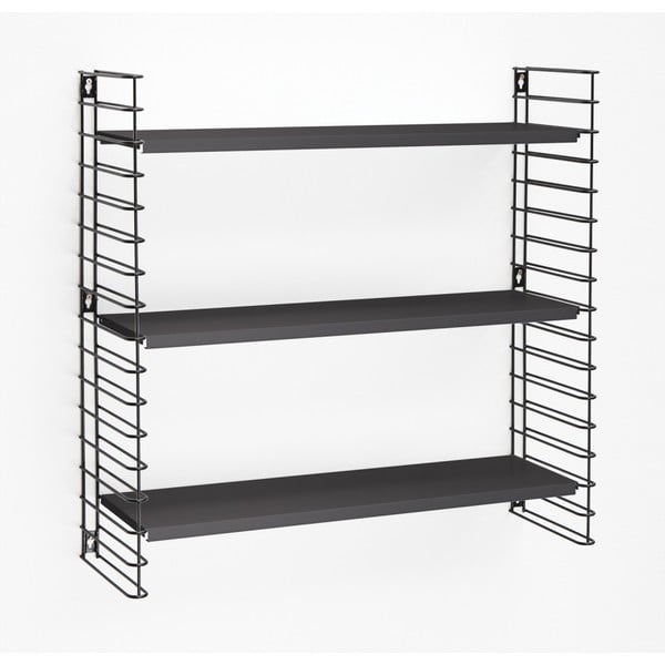 Scaffale a 3 piani con ripiani neri, larghezza 70 cm Libro - Metaltex