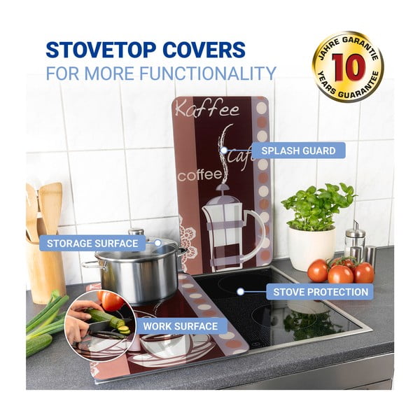Set di 2 coperchi in vetro per stufa Coffee, 52 x 30 cm Coffee Flamour - Maximex-image-4