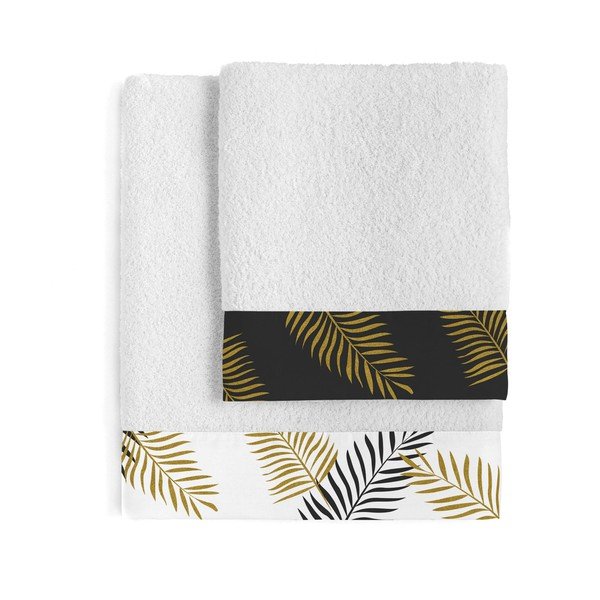 Set di 2 asciugamani in cotone Foliage - Blanc