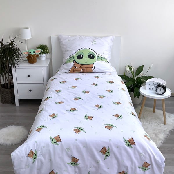 Biancheria da letto per bambini in cotone per letto singolo 140x200 cm Star Wars Baby Yoda - Jerry Fabrics-image-2