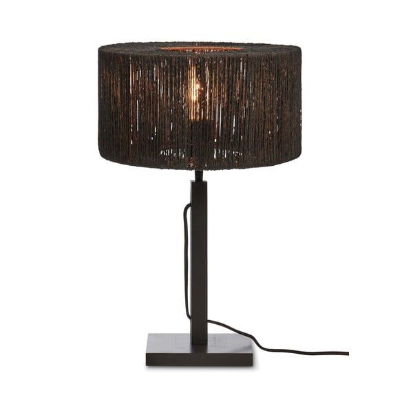 Lampada da tavolo nera con paralume in iuta (altezza 37 cm) Iguazu - Good&Mojo