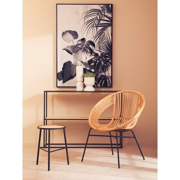 Sgabello nero/di colore naturale in rattan Depok – Premier Housewares-image-3