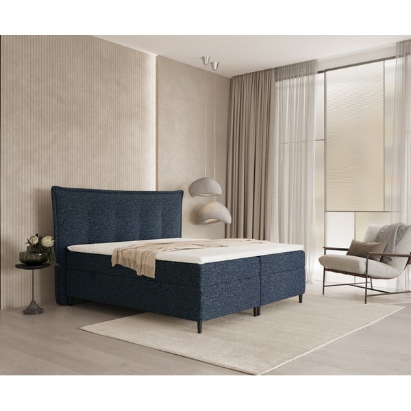 Letto boxspring blu scuro con contenitore 140x200 cm Sinai - Maison de Rêve-image-4