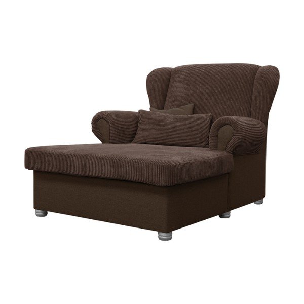 Chaise longue marrone scuro con rivestimento in velluto a coste Lord – Ropez