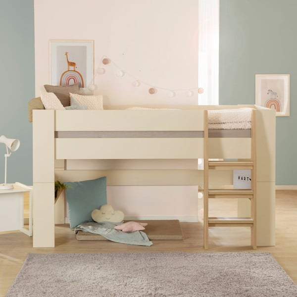 Letto da bambini rialzato beige rete non inclusa 90x200 cm Loft – Roba-image-1