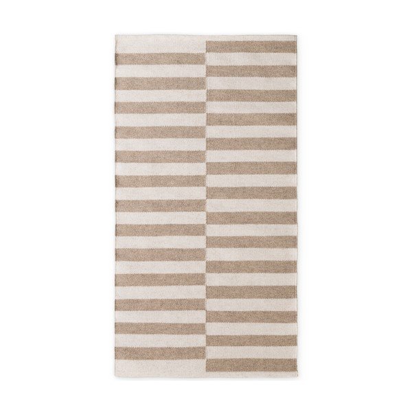 Tappeto bianco/marrone chiaro in lana reversibile/tessuto a mano 80x150 cm Vika – Hanse Home